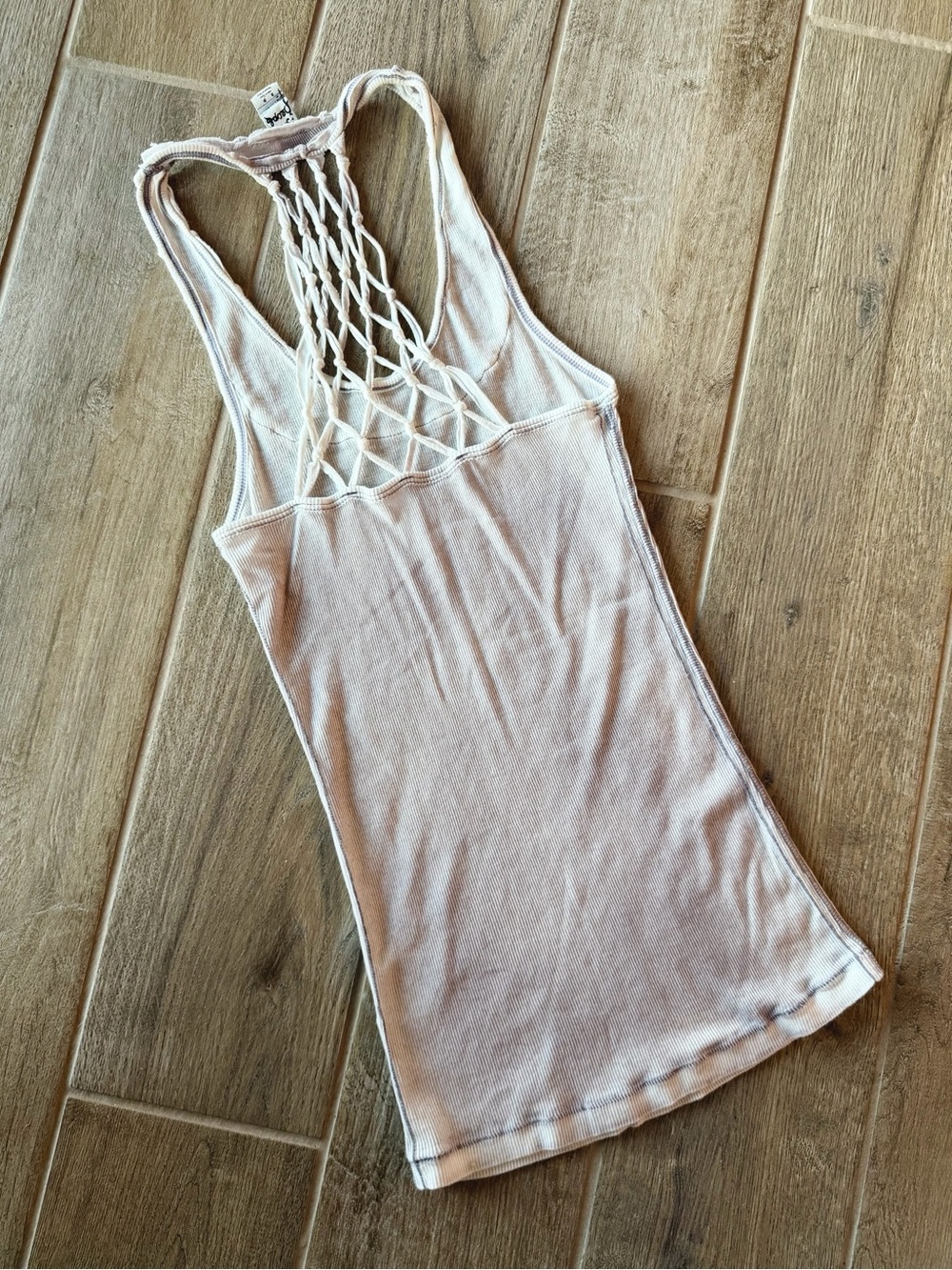 Free People Ribbed Tank with Macramé Racerback Size Small